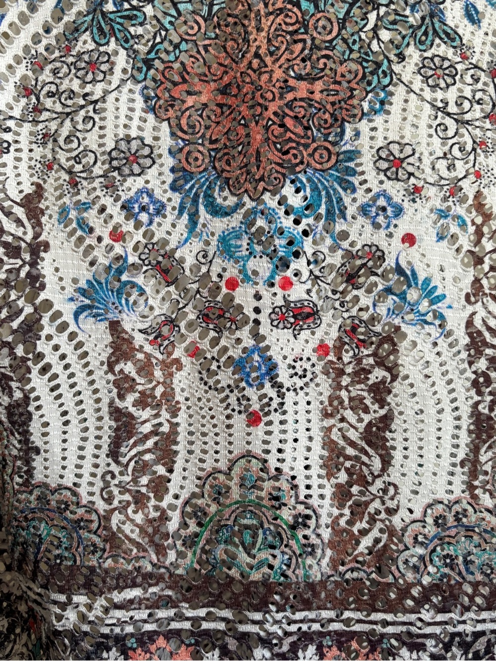 Body Central Mesh Paisley Boho Top Large Festival Y2K - Picture 2 of 5